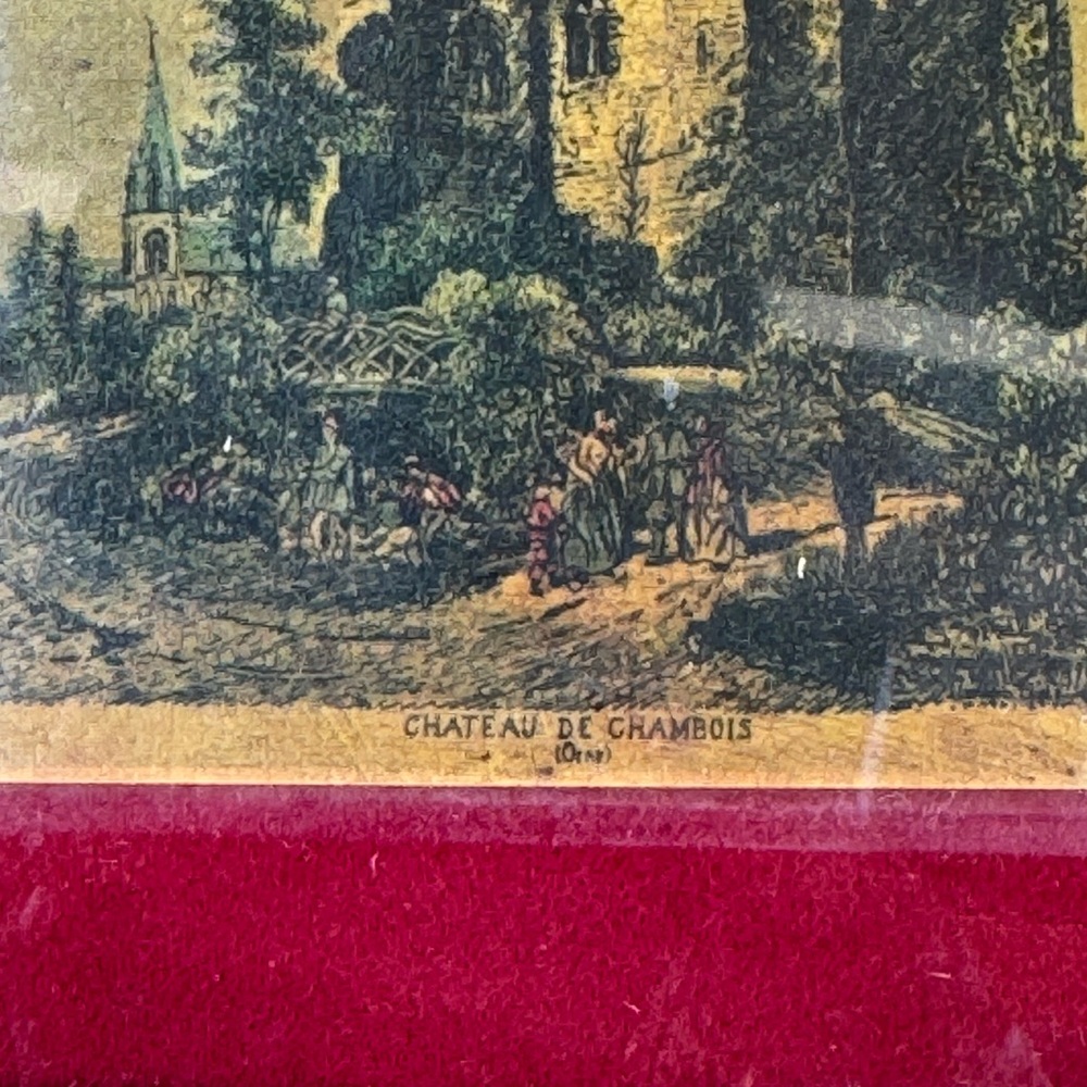 Vintage Print of Chambois Castle in Gold Wooden Frame - Picture 3 of 11